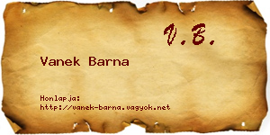 Vanek Barna névjegykártya
